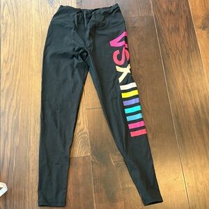 Victoria's Secret Black Leggings with Colorful Stripes
